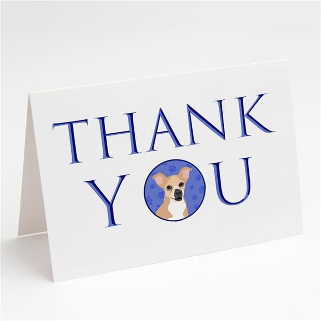 Chihuahua Gold and White Thank You Greeting Cards and Envelopes Pack of 8 7 in x 5 in