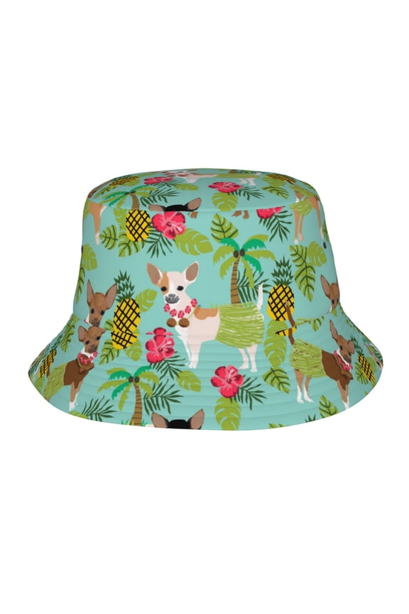 Chihuahua Hawaii Hula Tropical Island Pineapple Bucket Hat,Packable Sun Cap,Max Protection For Uva,Perfect For Fishing Gardening Hiking Camping