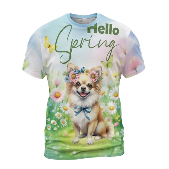 Chihuahua Hello Spring Time Flower Floral Nature All Over Print 3D Shirt Unisex Merch Dog Lover Gifts Idea - 02031