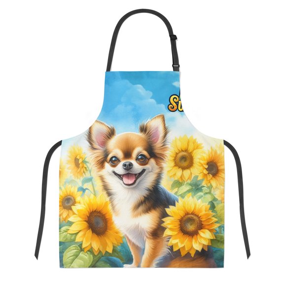 Chihuahua Hello Summer Sunshine Sunflowers Spring Retro Vintage Apron Dog Lover Gifts Idea for Cooking Grilling Baking Painting Gardening - 00008