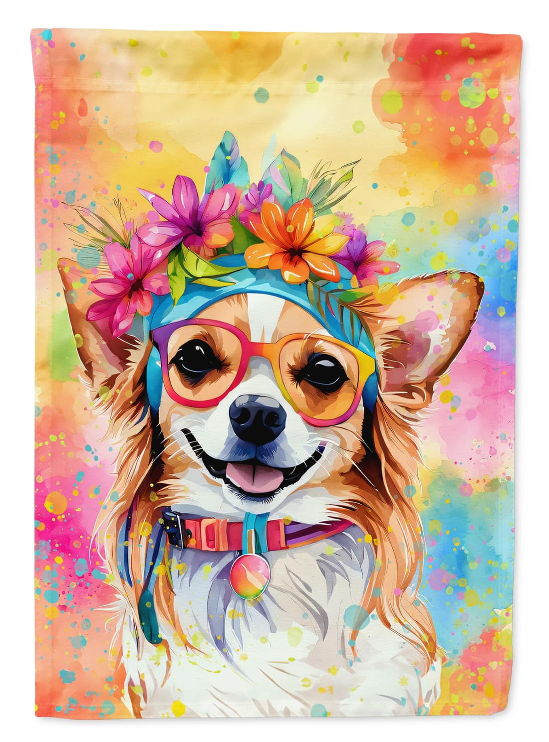 Chihuahua Hippie Dawg Garden Flag 11.25 in x 15.5 in