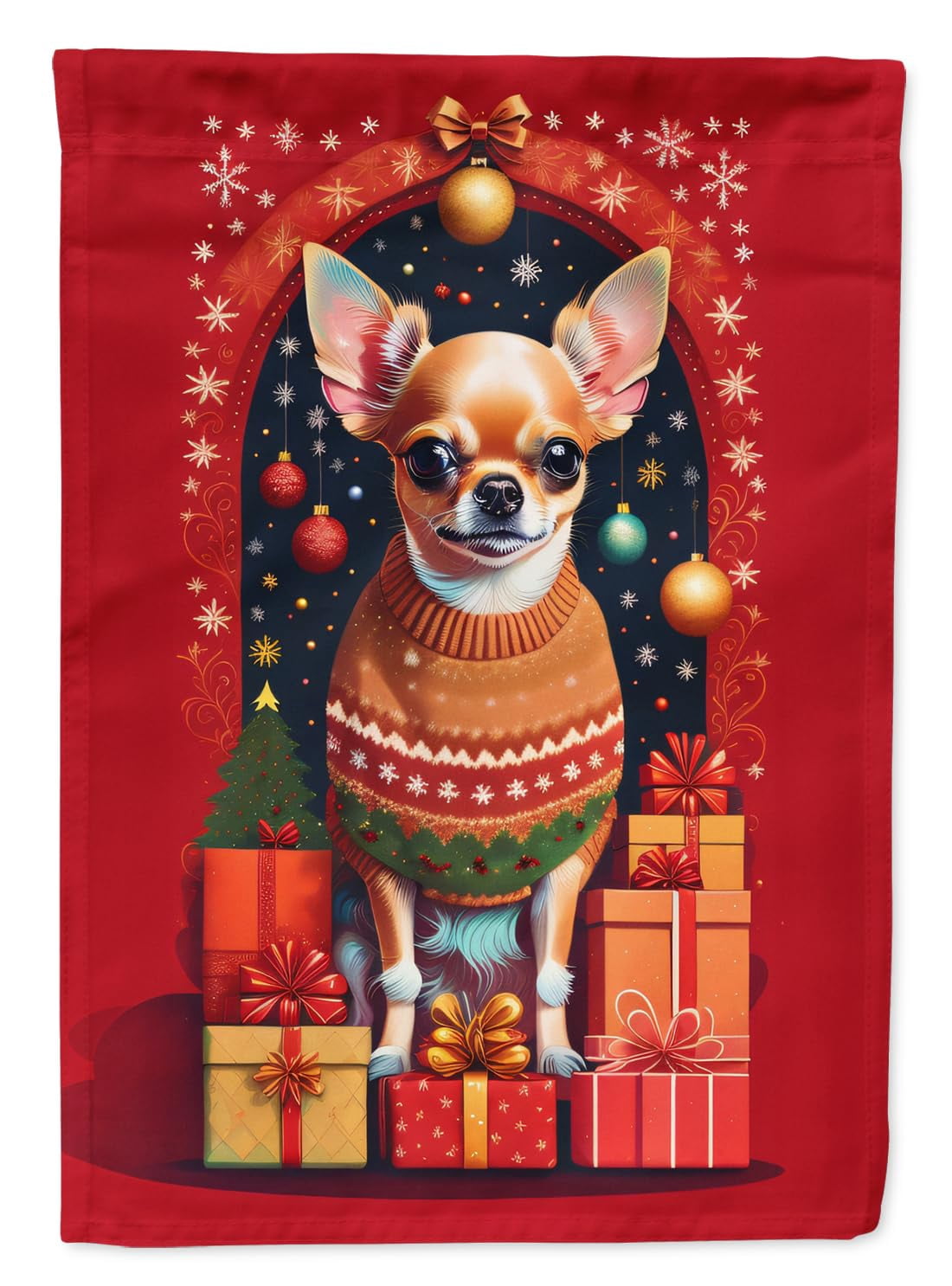Chihuahua Holiday Christmas House Flag 28 in x 40 in