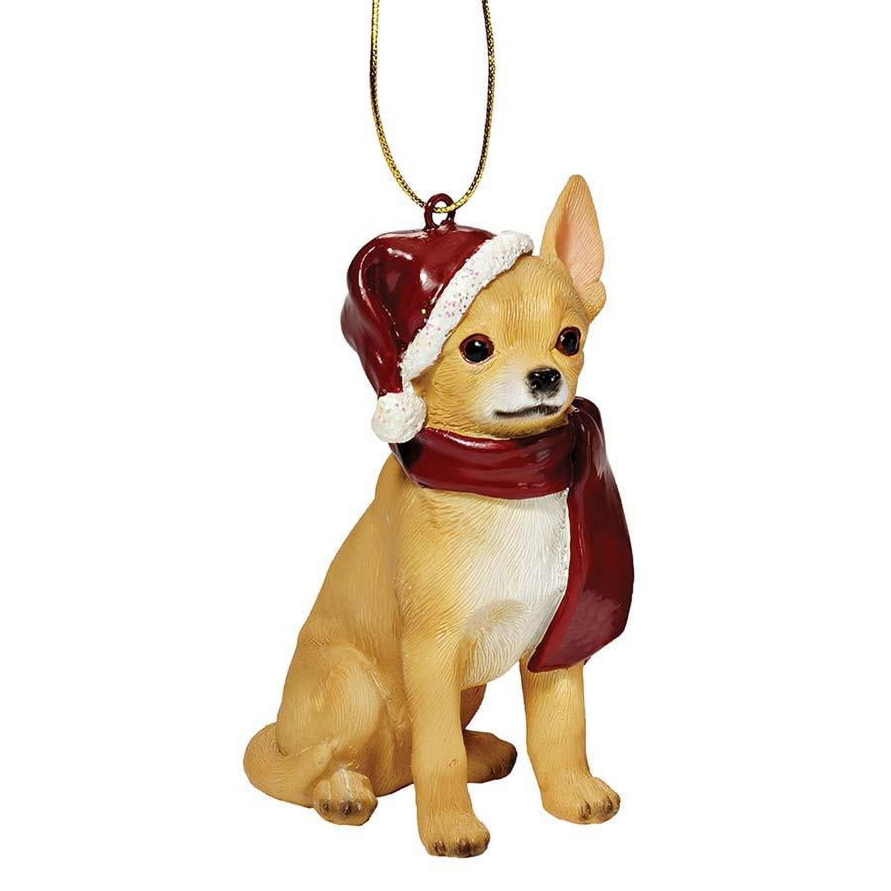 Festive Chihuahua Holiday Ornament with Santa Hat and Scarf