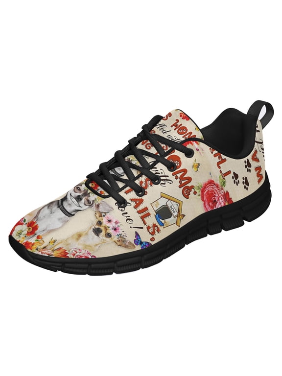Chihuahua House Running Shoes Sneakers Mesh Black Size 5