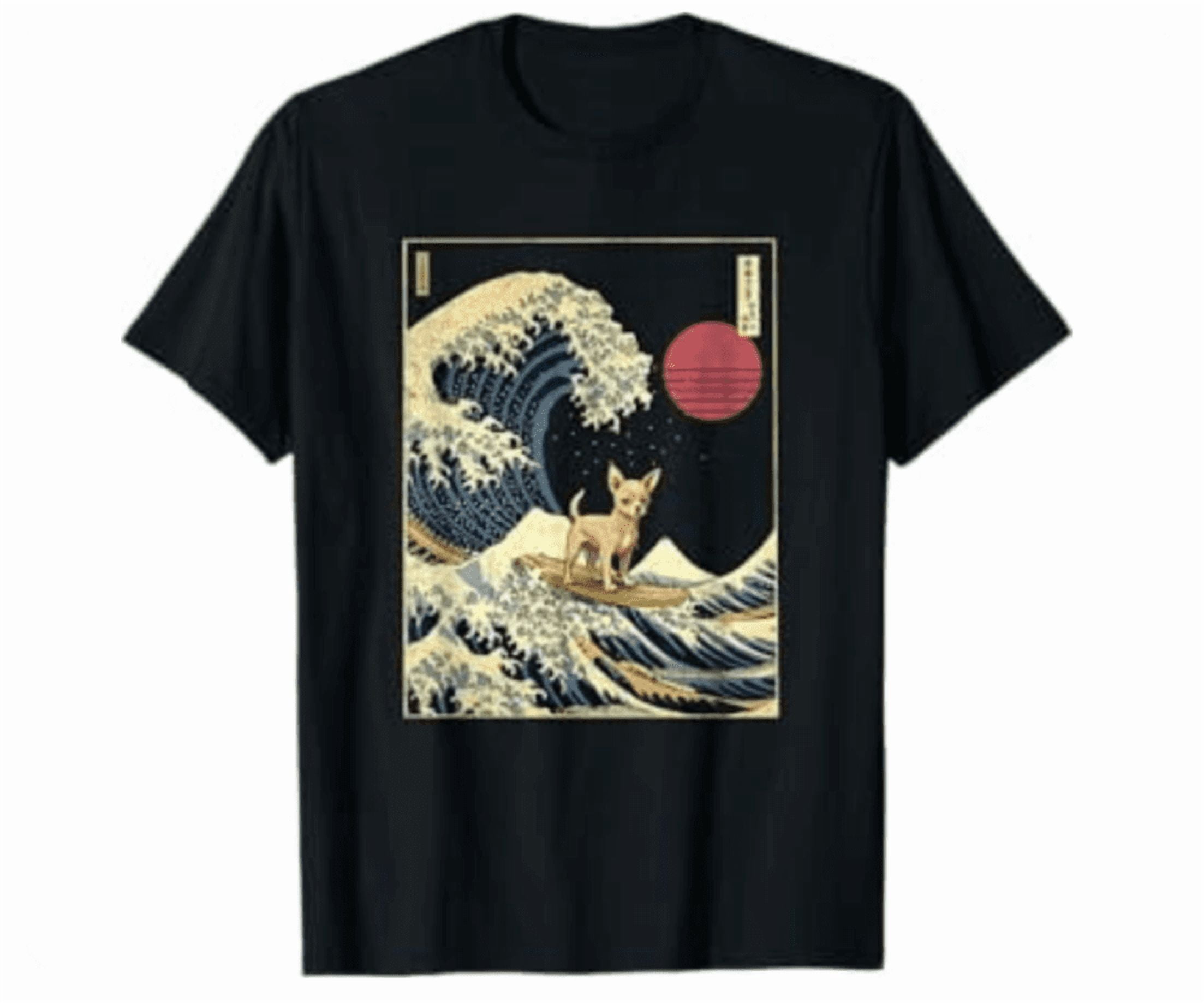 Chihuahua Japanese Kanagawa Wave Funny Surf Dog Shirt