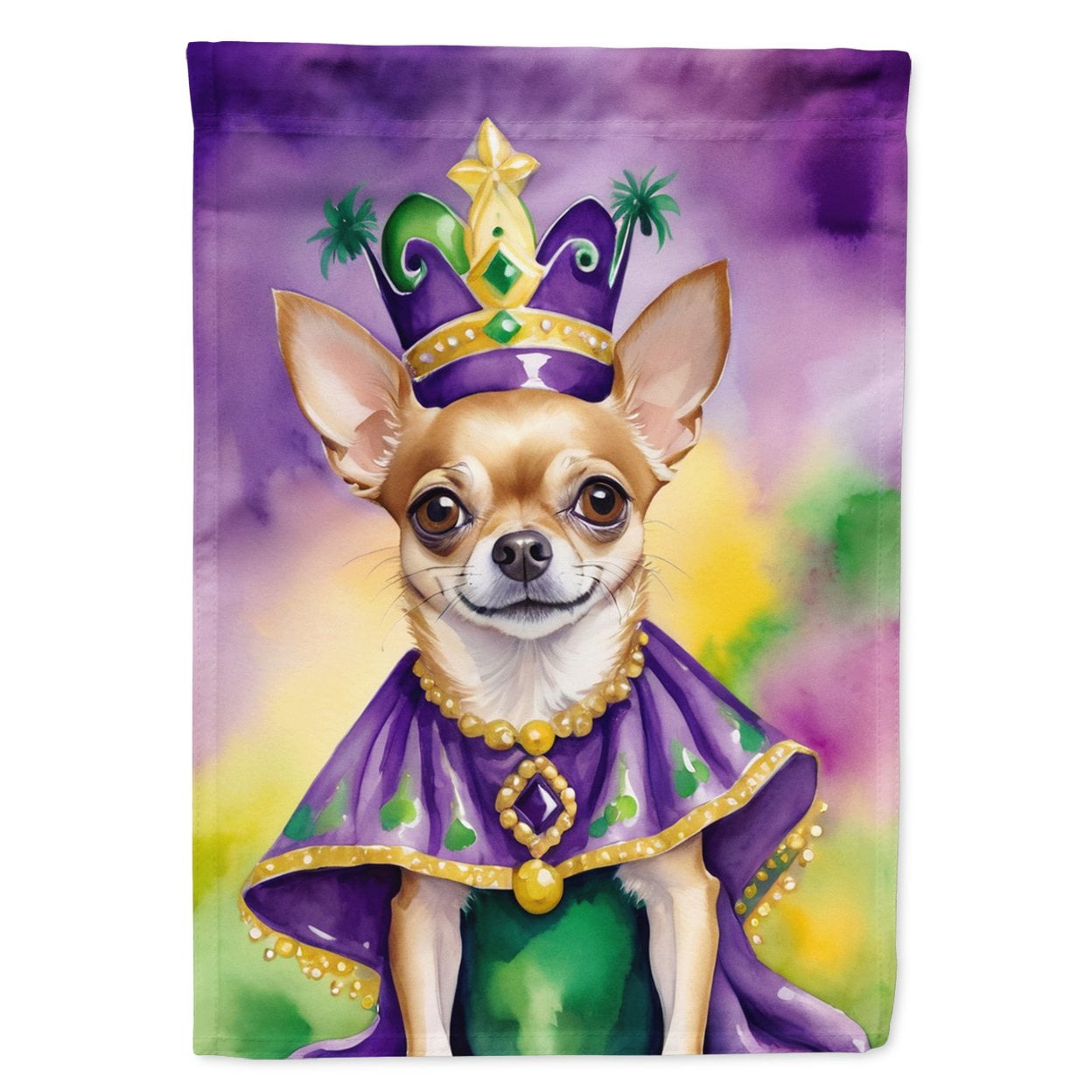 Chihuahua King of Mardi Gras House Flag 28 in x 40 in