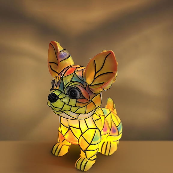 Chihuahua Lamp, Retro Dogs Stained Resin Tabletop Night Light, Dog Series Art Night Light, Dog Lamp Stained Glass, 4d Cute Pet LED Table Lamps, Gift for Lovers