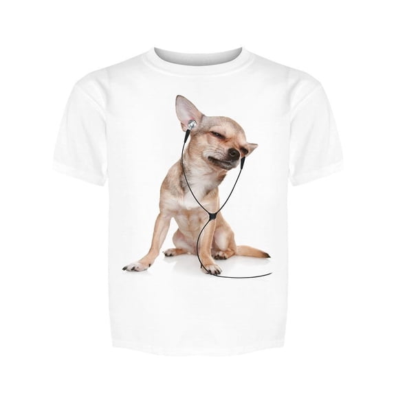 Chihuahua Listens To Music Tee Girl's -Image by Shutterstock
