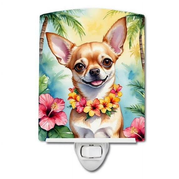 Chihuahua Luau Ceramic Night Light 4 in x 6 in