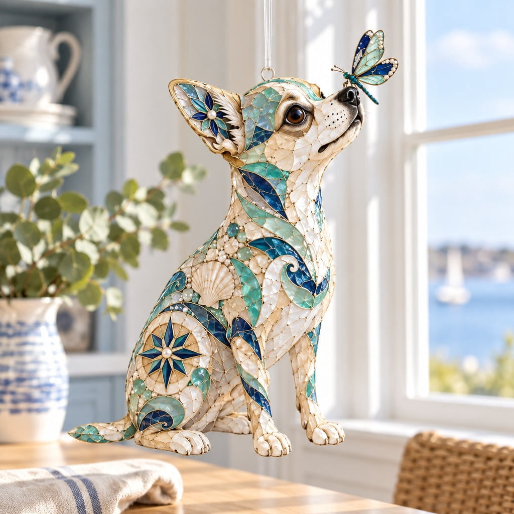 Chihuahua Memorial Suncatcher, Butterfly Acrylic Window Hanging for Pet ...