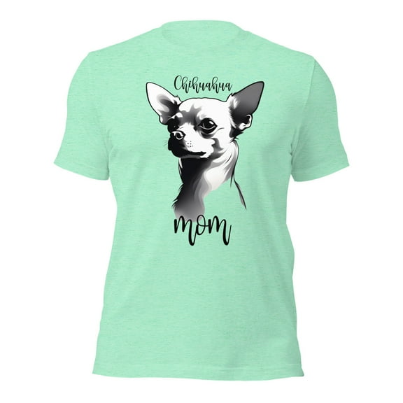 Chihuahua Mom T-Shirt, Cute Dog Lover Gift, Pet Owner Tee (Heather Mint, 2XL)