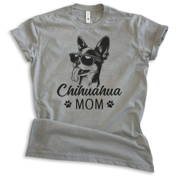Chihuahua Mom T-shirt, Unisex Women's Shirt, Chihuahua Owner, Best Dog Mom Gift, Dark Heather Gray, Medium