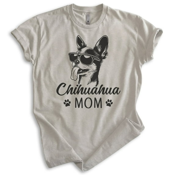 Chihuahua Mom T-shirt, Unisex Women's Shirt, Chihuahua Owner, Best Dog Mom Gift, Light Silk Gray, X-Large