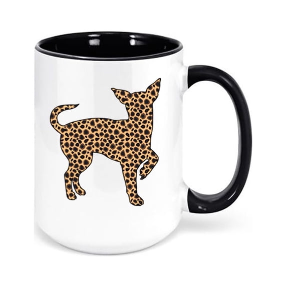 Chihuahua Mug, Leopard Chihuahua, Chihuahua Coffee Mug, Chihuahua Gift, Dog Mom Mug, Gift For Her, Leopard Coffee Cup, Chihuahua Owner, BLACK
