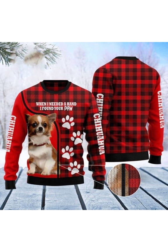 Chihuahua Paw Ugly Christmas Sweater, Dog Ugly Christmas Sweater, Ugly Dog Sweaters