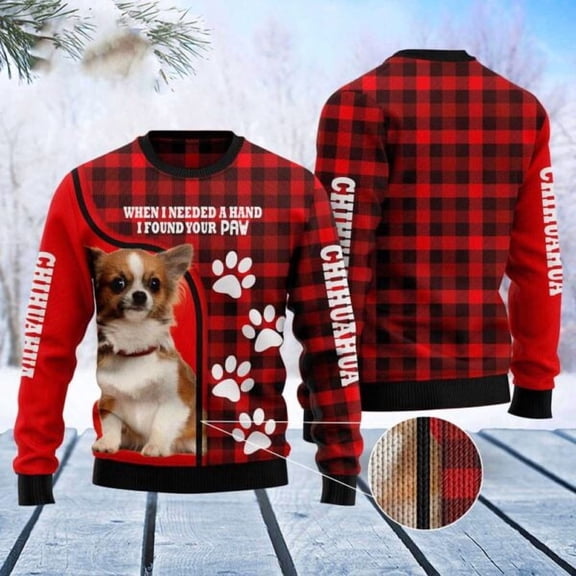 Chihuahua Paw Ugly Christmas Sweater, Dog Ugly Christmas Sweater, Ugly Dog Sweaters