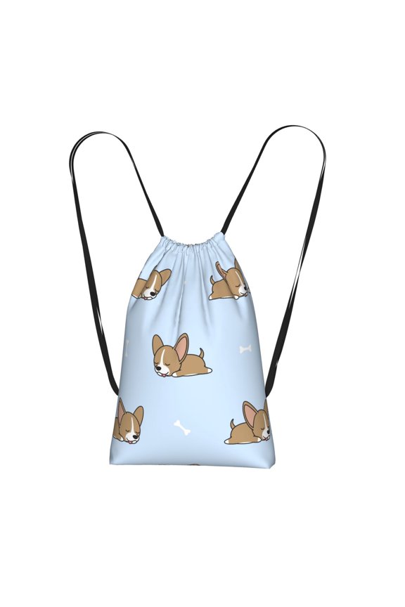 Chihuahua Puppy Bone Sleeping Dog Packable Drawstring Backpack, Lightweight Foldable Cinch Storage Bag for Gym Travel Shopping