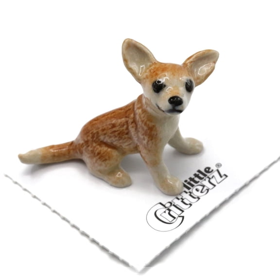 Little Critterz Chihuahua “Rascal” Miniature Porcelain Figurine, Hand-Painted Collectible Dog Animal Statue, Cute Pet Home Décor Display Piece, Gift for Dog Lovers
