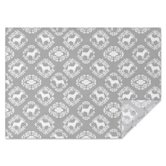 Chihuahua and Roses Gray Pattern Rectangle Tablecloth 60"x84", Waterproof Polyester Wipeable Spillproof Table Cover for Dining Camping Indoor and Outdoor Use