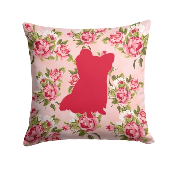 Chihuahua Shabby Chic Pink Roses Fabric Decorative Pillow