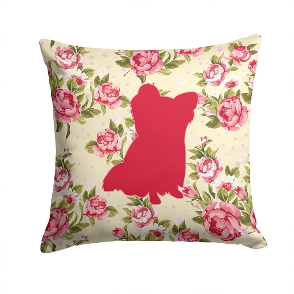 Chihuahua Shabby Chic Yellow Roses Fabric Decorative Pillow