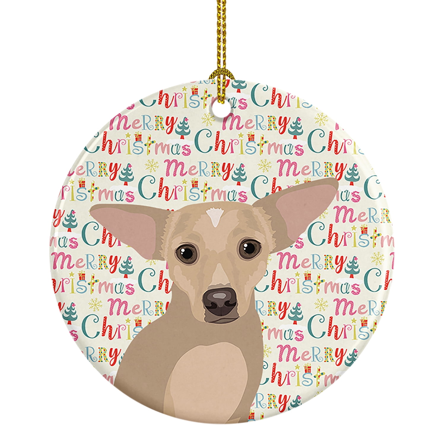 Chihuahua Silver Christmas Ceramic Ornament 2.8 in x 2.8 in