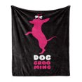 thumbnail image 1 of Chihuahua Soft Flannel Fleece Throw Blanket, Dog Grooming Typography and Puppy Standing with Funny Hair Bow, Cozy Plush for Indoor and Outdoor Use, 50" x 60", Charcoal Grey Hot Pink, by Ambesonne, 1 of 6