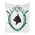 thumbnail image 1 of Chihuahua Soft Flannel Fleece Throw Blanket, Dog Portrait in Silhouette Style in Curly Frame, Cozy Plush for Indoor and Outdoor Use, 70" x 90", Grey Jade Green, by Ambesonne, 1 of 6