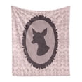 thumbnail image 1 of Chihuahua Soft Flannel Fleece Throw Blanket, Dog Silhouette in Vintage Portrait Curly Ornaments, Cozy Plush for Indoor and Outdoor Use, 60" x 80", Mauve Grey Pink, by Ambesonne, 1 of 6