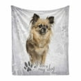 thumbnail image 1 of Chihuahua Soft Flannel Fleece Throw Blanket, I Love My Dog with a Paw Print and Photo of Pet, Cozy Plush for Indoor and Outdoor Use, 50" x 60", Sand Brown Grey, by Ambesonne, 1 of 6