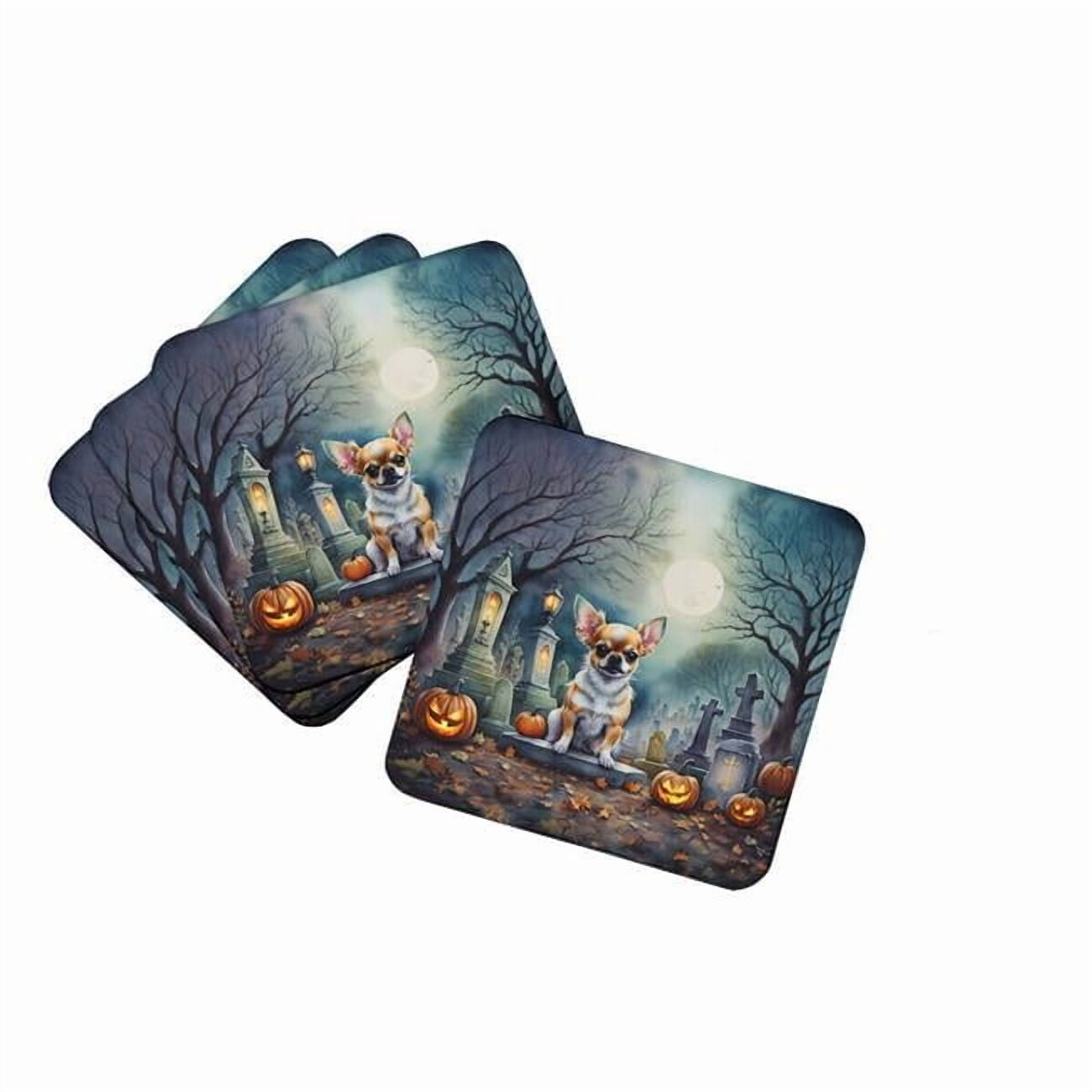Chihuahua Spooky Halloween Foam Coaster Set of 4 3.5 in x 3.5 in