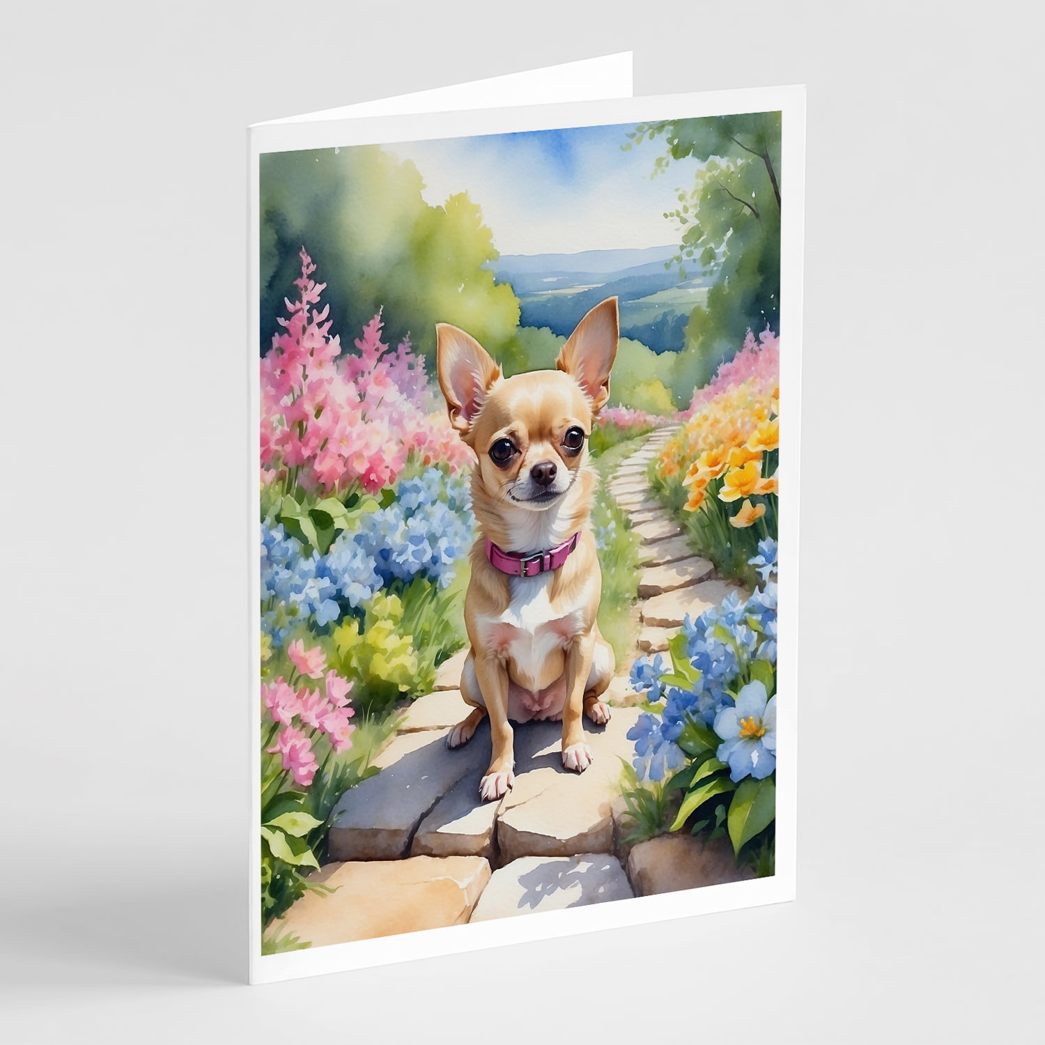 Chihuahua Spring Path Greeting Cards Pack of 8 7 in x 5 in