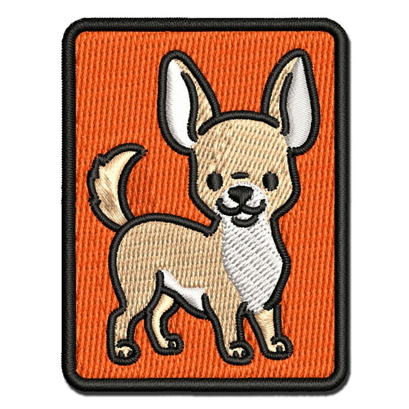 Chihuahua Standing Dog Applique Multi-Color Embroidered Hook & Loop Patch - 2.0 Inch Mini