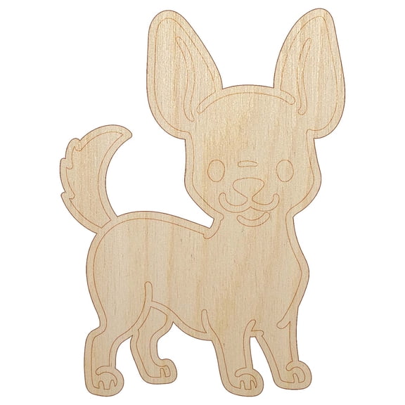Chihuahua Standing Dog Wood Shape Unfinished Piece Cutout Craft DIY Projects - 4.70 Inch Size - 1/8 Inch Thick