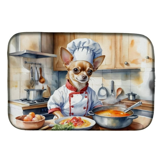 Chihuahua The Chef Dish Drying Mat