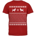 thumbnail image 1 of Chihuahua Ugly Christmas Sweater Red Adult T-Shirt, 1 of 1