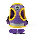 thumbnail image 1 of Chihuahua Yorkies Teddy Chest Straps Breathable Reflective Puppy Harness Pet Dog Leash Mesh Vest PURPLE&YELLOW S, 1 of 8