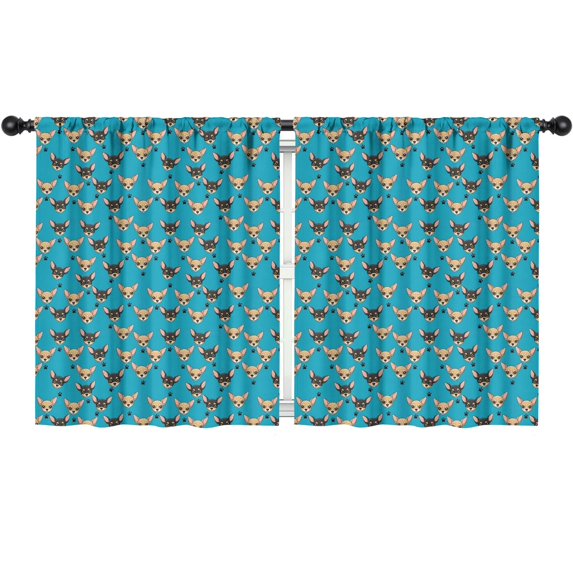 Chihuahua and Dog Paw Print Blue Pattern Insulated Teens Curtains Set Of 2, Bedroom Essentials, Toddler Room Decor 52x63in(132x160cm)