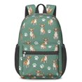 thumbnail image 1 of Chihuahua and Dog Paw Print Green 17" School Backpacks for Teens,Waterproof Oxford Fabric,S-Shape Padded Straps for School,Travel,Hiking,Camping, 1 of 6