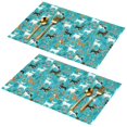 Chihuahua and Floral Blue Pattern PVC Woven Placemats Set Of 2, Bar ...