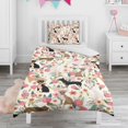 thumbnail image 1 of Chihuahua and Flower Duvet Cover and Pillowcase Set for Single Bedding, Bedroom Accessories for Kids Teens, 1 of 5