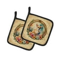 thumbnail image 1 of Chihuahua and Flowers Pair of Pot Holders 7.5 in x 7.5 in, 1 of 2