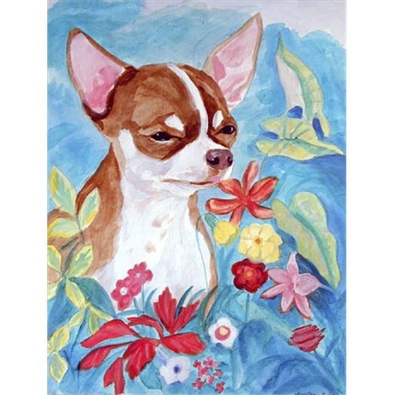 Chihuahua in flowers Flag Canvas House Size