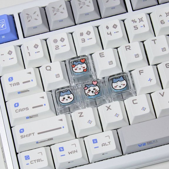 Chiikawa 4 Pcs Handmade Transparent Pc Backlit Keycaps For Mechanical Keyboard