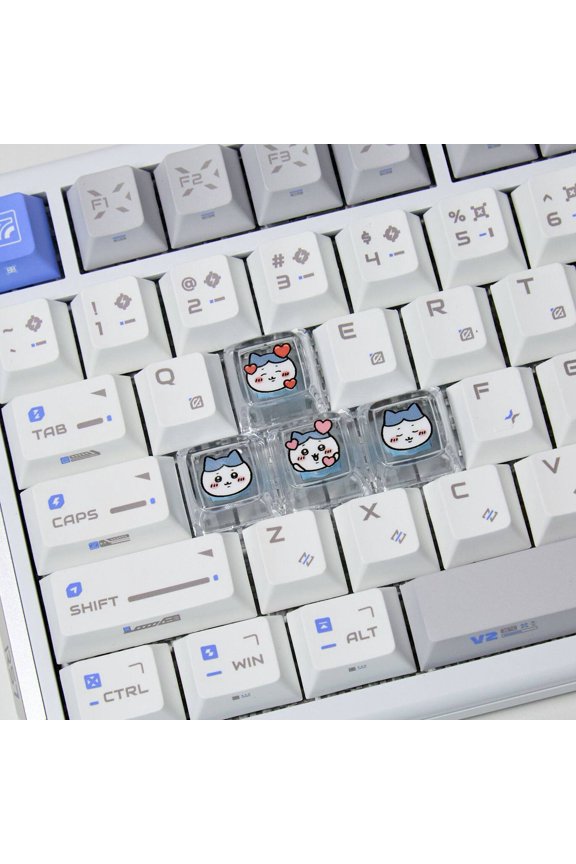 Chiikawa 4 Pcs Handmade Transparent Pc Backlit Keycaps For Mechanical Keyboard