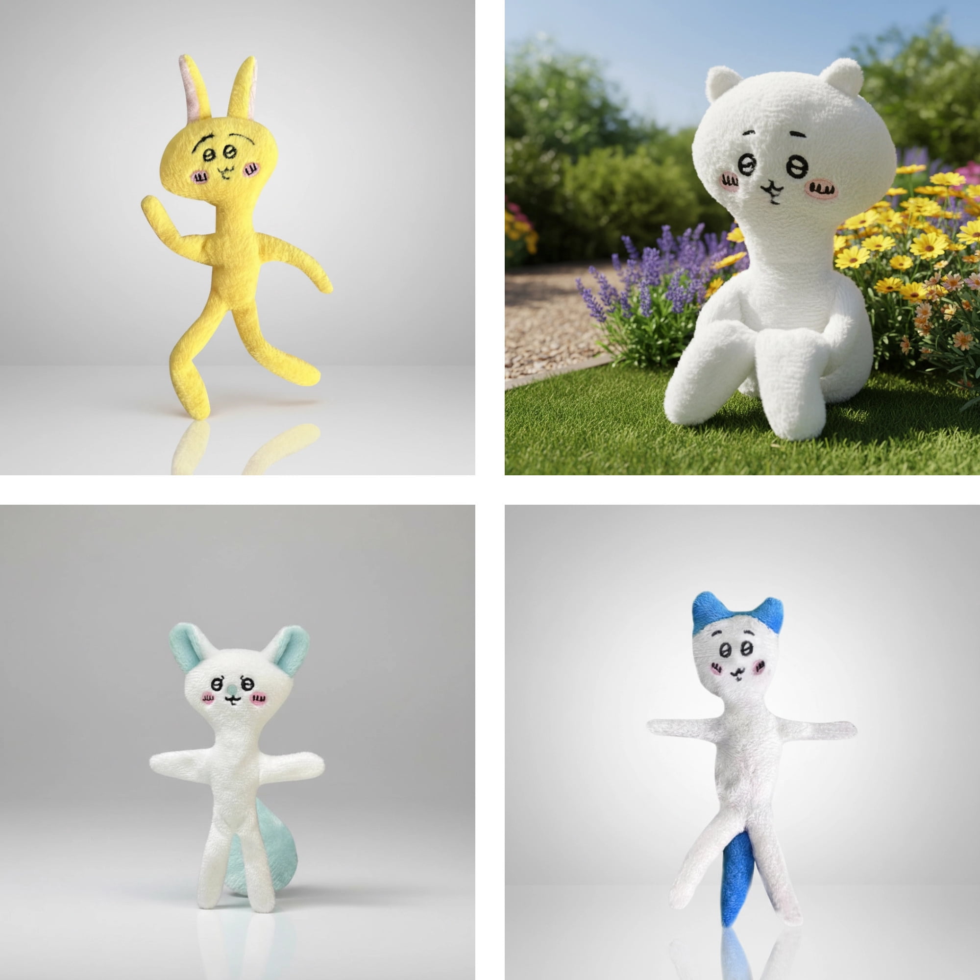 Chiikawa Adorable Cartoon Plush Toy, 4pc Soft Stuffed Animal Character