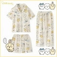 thumbnail image 1 of Chiikawa Animation Three-piece Pajamas New Short-sleeved Cardigan Cute Cartoon USAGI Home Clothes Set Can Be Worn Outside, 1 of 11