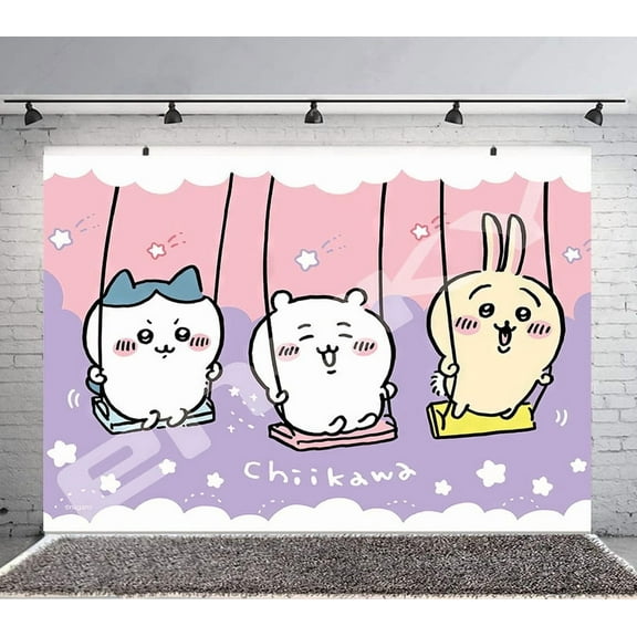 Chiikawa Backdrop Banner Party Supplies Poster Movie Theme Background for Photography Kids Birthday Decorations