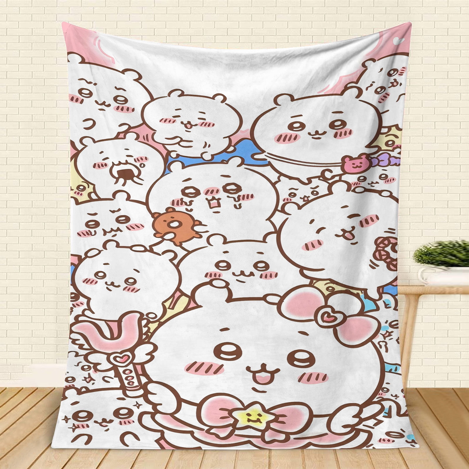Chiikawa Blanket Super cute pink flannel blanket air-conditioned nap blanket, hotel blanket, air-conditioned blanket, Four seasons blanket, sofa blanket, bed blanket, travel picnic blanket