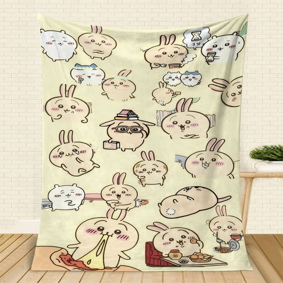 Chiikawa Blanket Super cute pink flannel blanket air-conditioned nap blanket, hotel blanket, air-conditioned blanket, Four seasons blanket, sofa blanket, bed blanket, travel picnic blanket